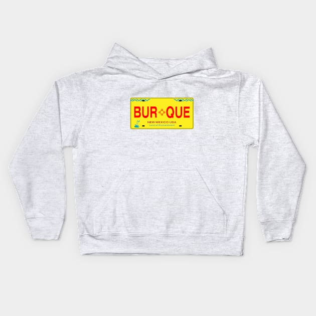 Classic New Mexico License Plate BURQUE Kids Hoodie by dvdnds